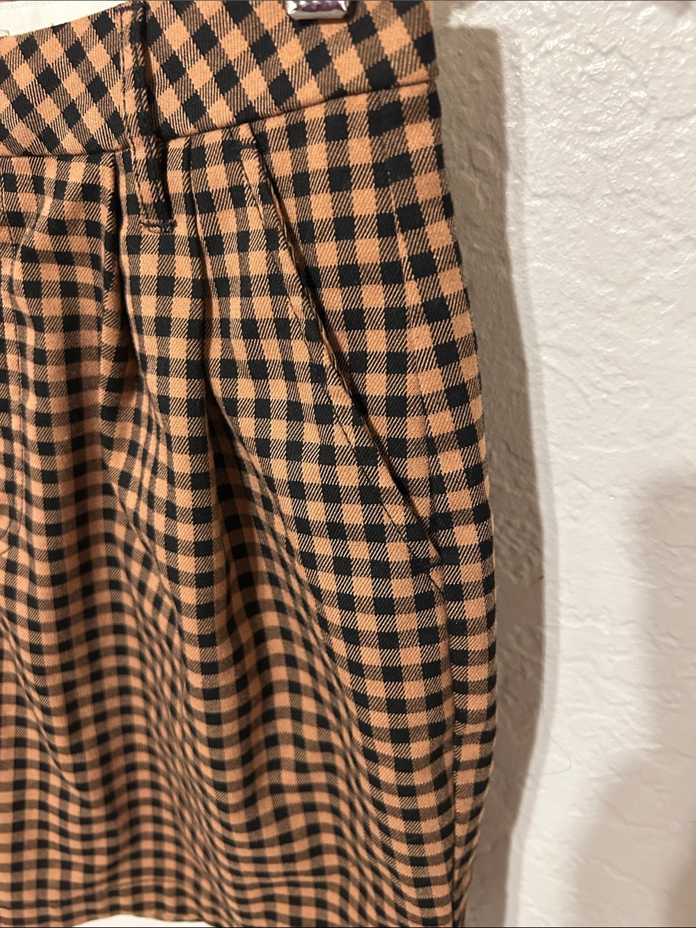 đ©BRIXTON High-Waist Gingham Plaid Shorts in Tan and Black size 26 GUC - Picture 4 of 10